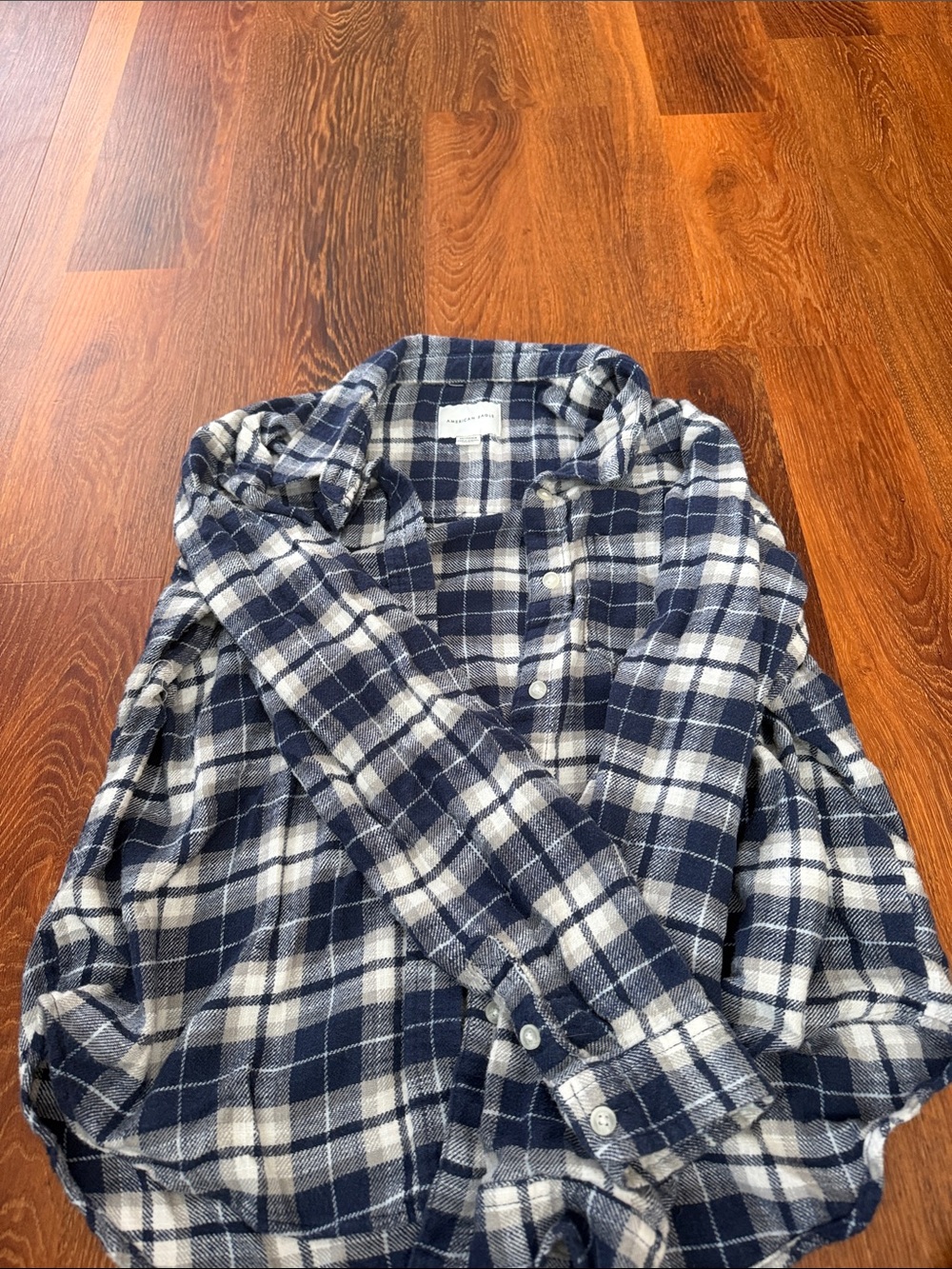 Women’s Navy and White Plaid Flannel